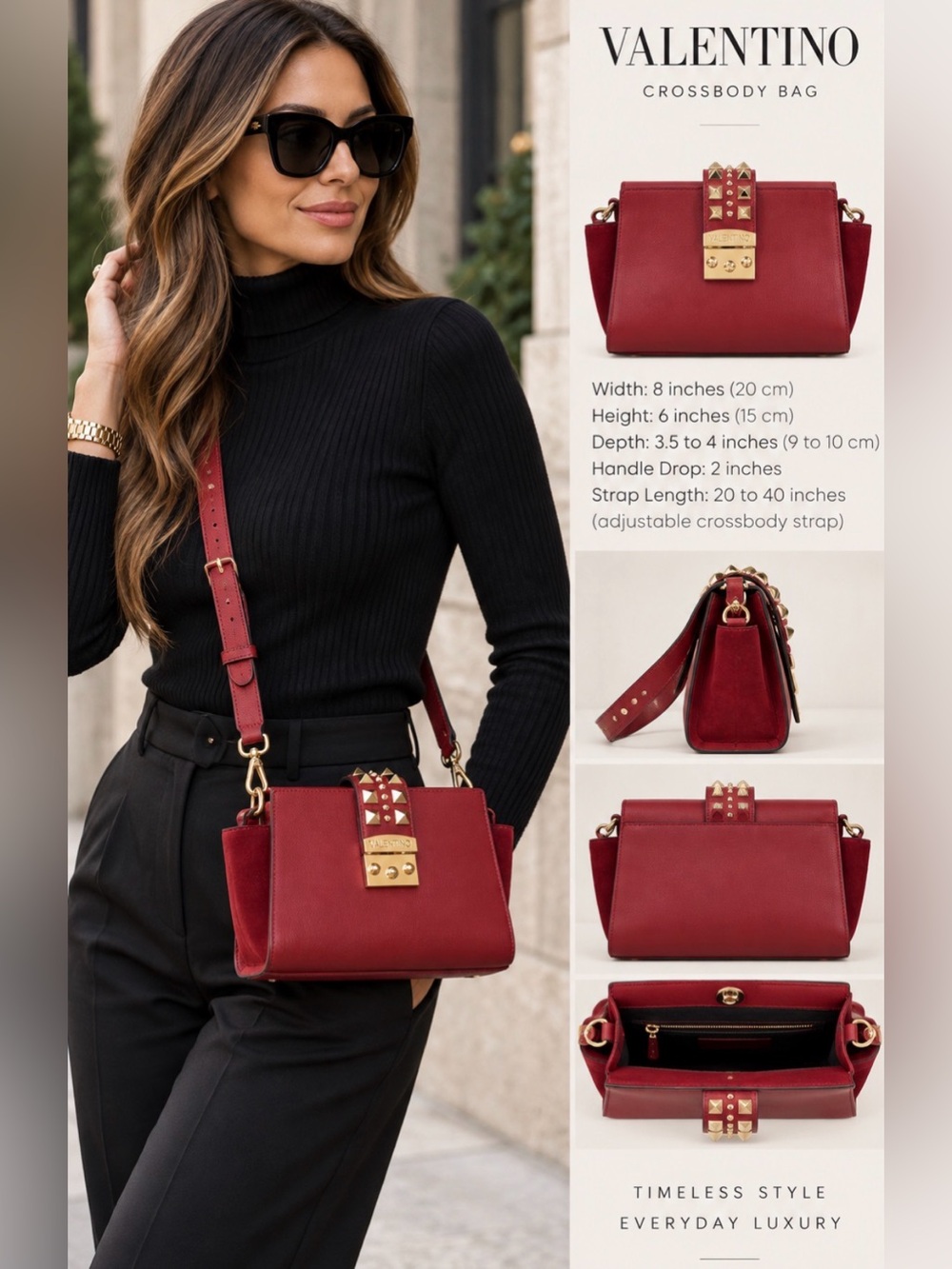 Valentino by Mario Valentino Titti Palmellato Rock Stud Crossbody bag